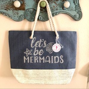 Denim Style Gold Metallic Mermaid BEACH BAG